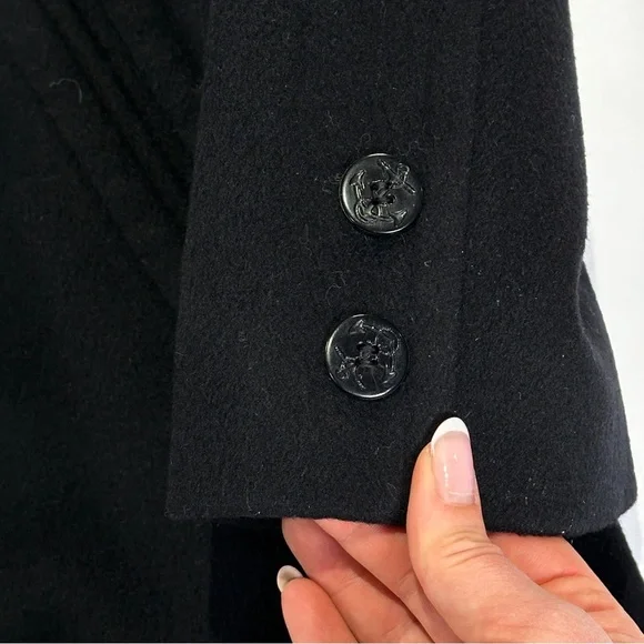 John Weitz Peacoat Wool Blend Nautical Black Vintage USA Large - Picture 5 of 13